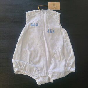 Boutique Infant Romper 9 mos 100% Cotton Bunny Embroidered NWT